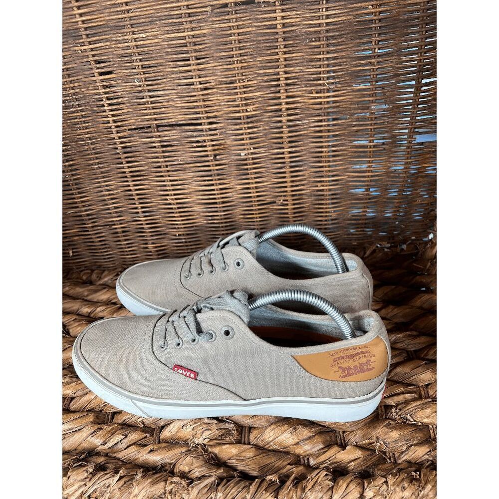 Levi's Low Top Men's Gray White Canvas Lace Up Casual Sneakers Shoes Size 9.5 - Picture 4 of 9